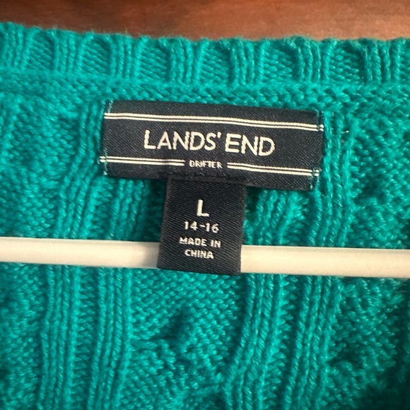 Lands End Teal Cable-knit Sweater - Picture 3 of 3